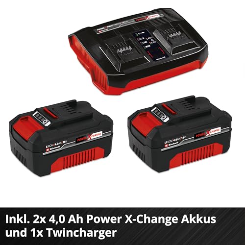 Einhell Akku-Rasenmäher GE-CM 43 Li M Kit Power X-Change (36V, 43 cm Schnittbreite, bis 600 m², Brushless, Mulch-Kit, 63L Fangkorb, 25-75 mm Schnitthöhe, inkl. 2x 4,0Ah + 2x Ladegerät)