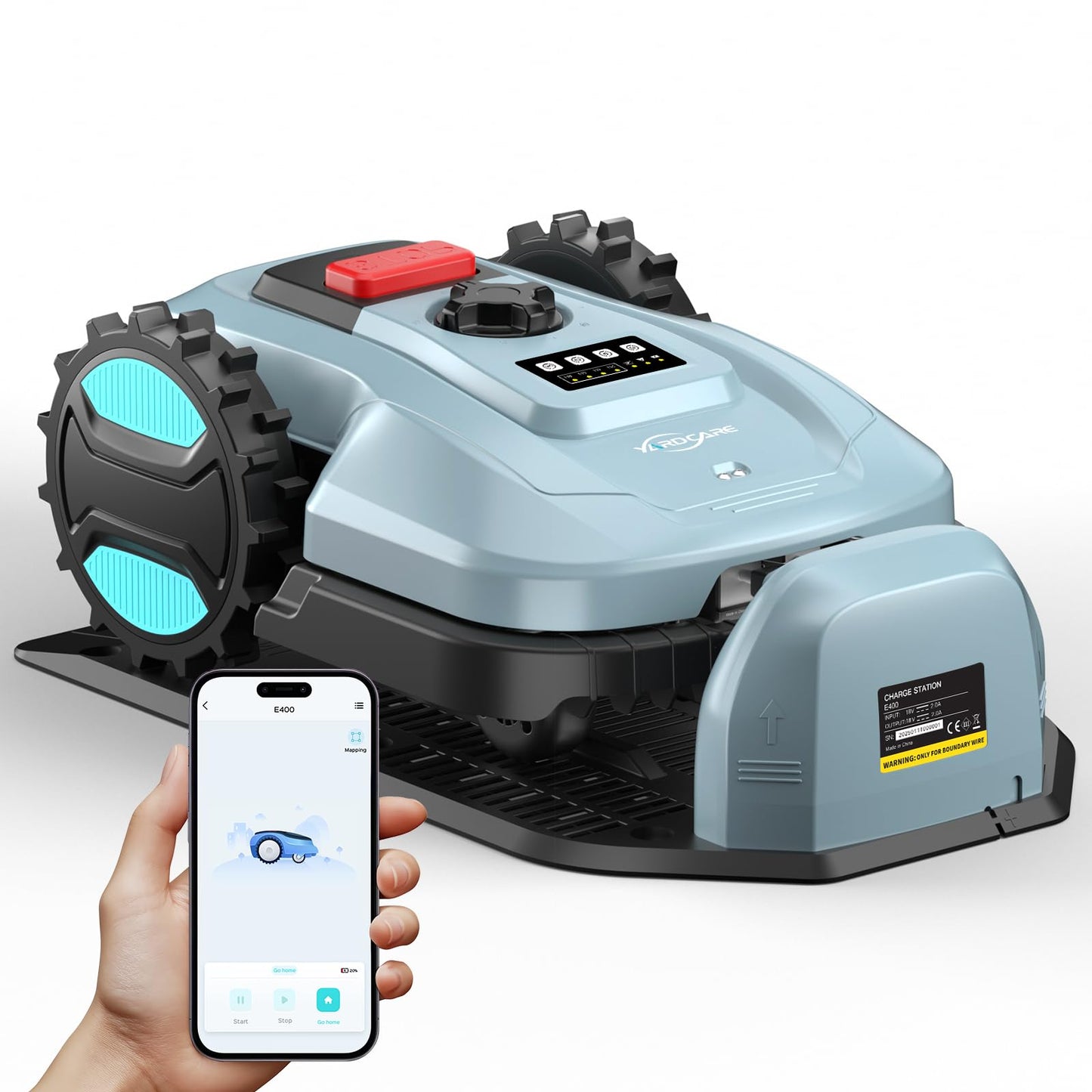YARDCARE E400 Mähroboter mit App Steuerung,Max. bis zu 400m²,Automatisches Aufladen,Rasenmäher Roboter mit 20-60mm Schnitthöhe Rasenroboter,Weniger als 60 dB,RegenSensor