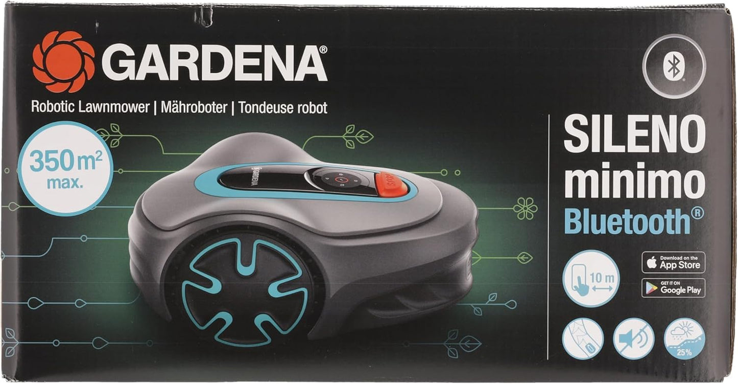 Gardena Sileno minimo Robotic Lawnmower 250 m²: Intelligent Lawnmower with Optimal Connectivity, Programmable with Gardena Bluetooth App, DE Version (15201–20)