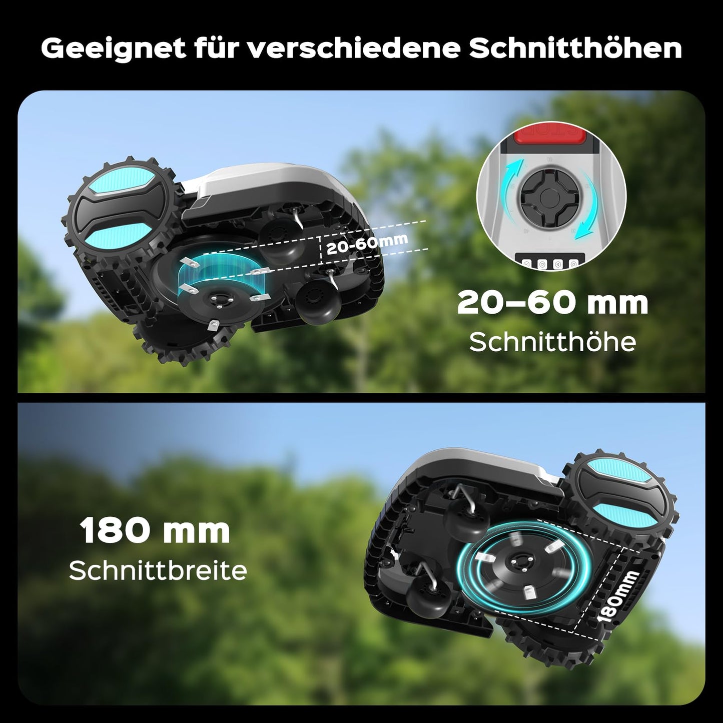 YARDCARE E400 Mähroboter mit App Steuerung,Max. bis zu 400m²,Automatisches Aufladen,Rasenmäher Roboter mit 20-60mm Schnitthöhe Rasenroboter,Weniger als 60 dB,RegenSensor