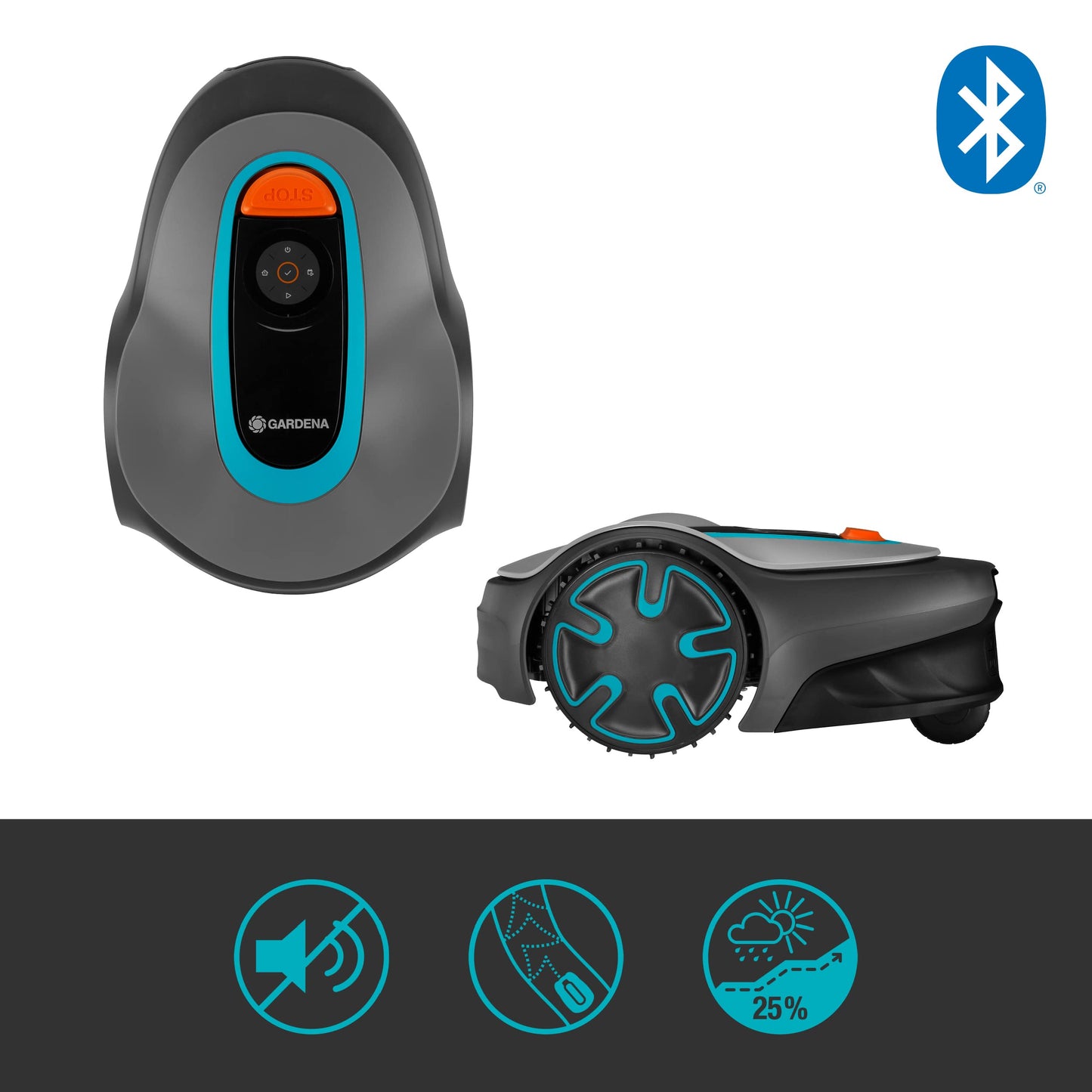 Gardena Sileno minimo Robotic Lawnmower 250 m²: Intelligent Lawnmower with Optimal Connectivity, Programmable with Gardena Bluetooth App, DE Version (15201–20)