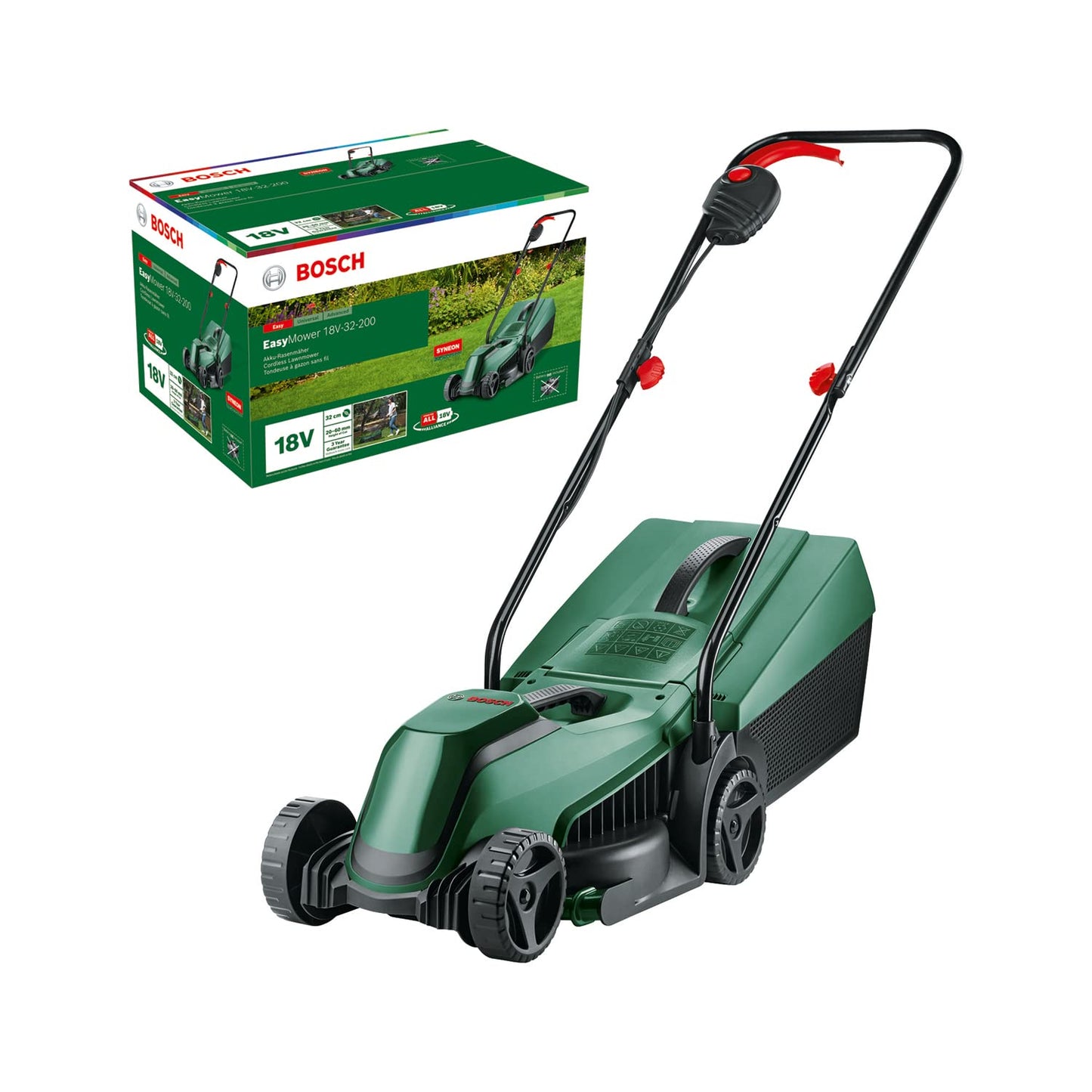 Bosch CityMower 18V-32-300 Cordless Lawnmower (18 Volt, 1 x 4.0 Ah Battery, Cutting Width: 32 cm, Lawns up to 300 m², in Box)