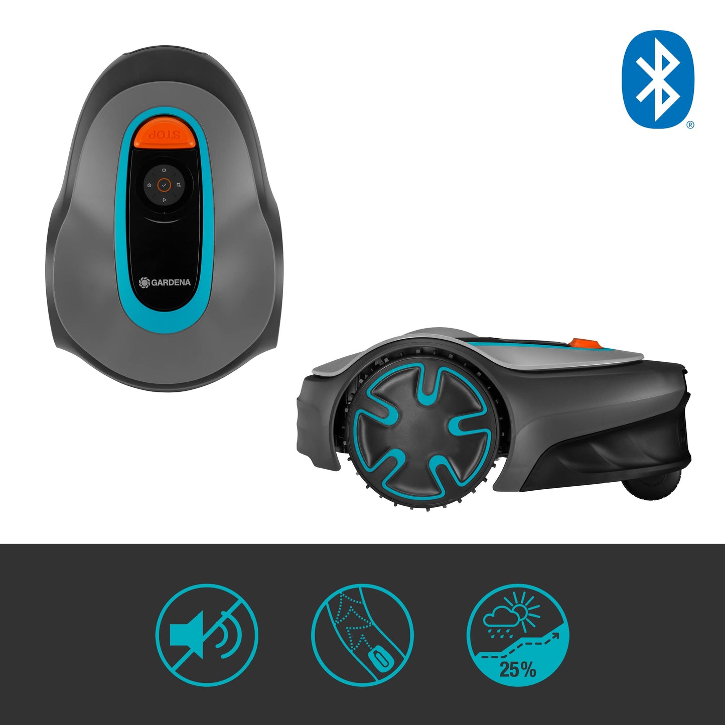 Gardena Sileno minimo Robotic Lawnmower 250 m²: Intelligent Lawnmower with Optimal Connectivity, Programmable with Gardena Bluetooth App, DE Version (15201–20)