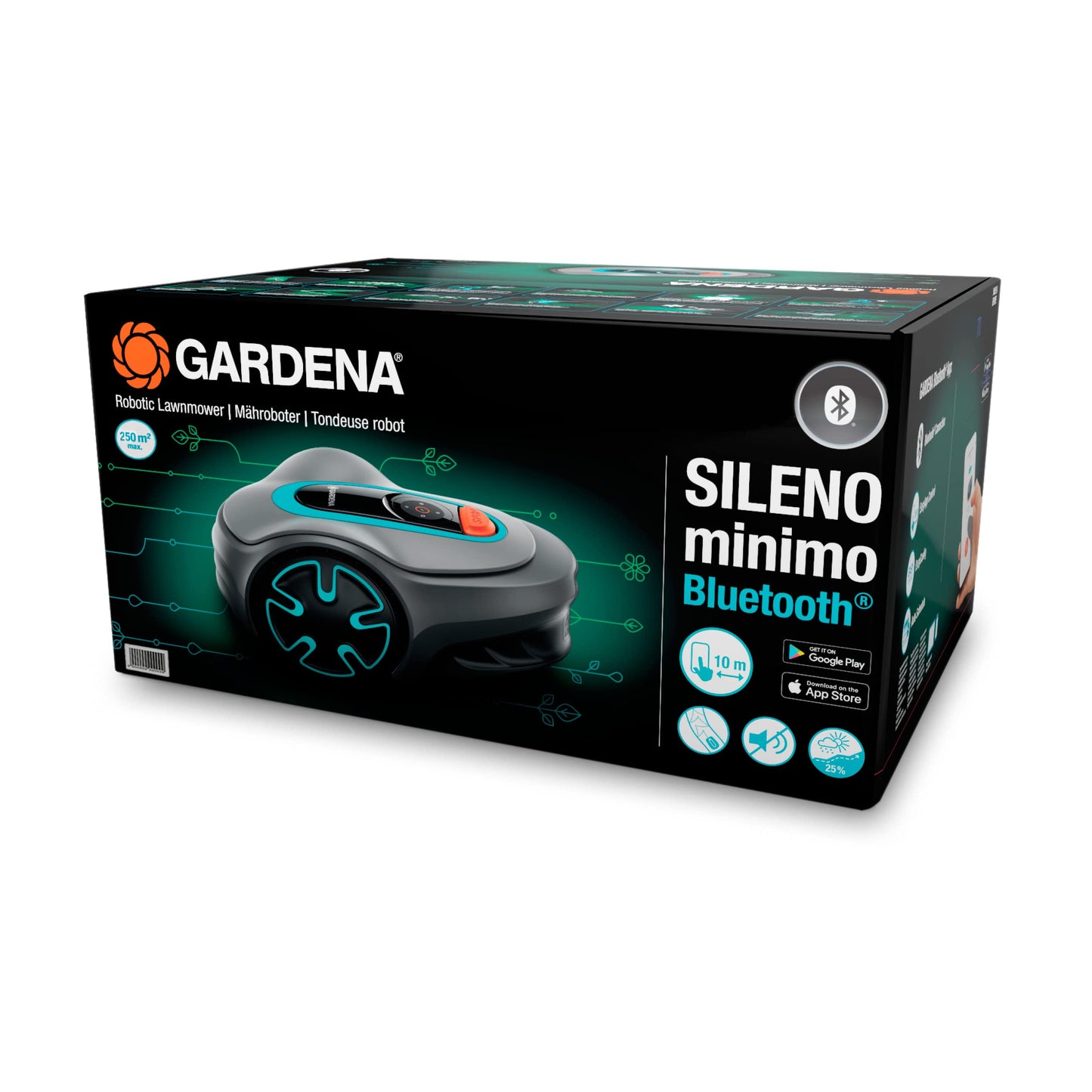 Gardena Sileno minimo Robotic Lawnmower 250 m²: Intelligent Lawnmower with Optimal Connectivity, Programmable with Gardena Bluetooth App, DE Version (15201–20)