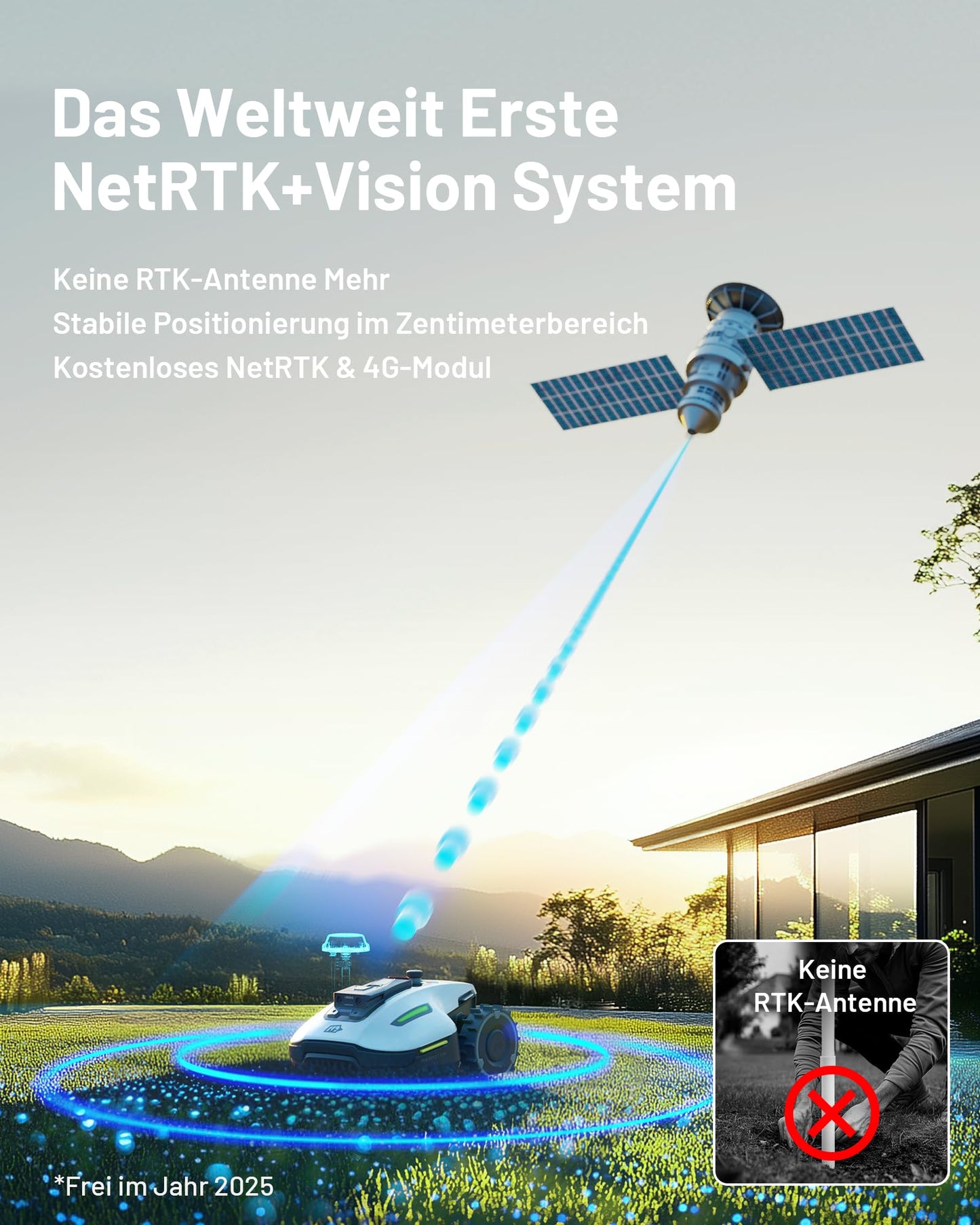 MAMMOTION YUKA Mini 500 Mähroboter ohne Begrenzungskabel,Empf. 500 m², NetRTK+Vision Rasenmäher Roboter, KI Smarte Hindernisvermeidung Rasenroboter, App-Steuerung mit 4G-Modul, 50% Steigung