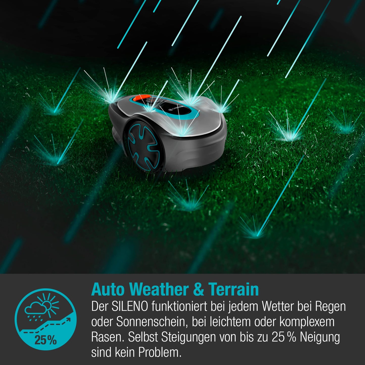 Gardena Sileno minimo Robotic Lawnmower 250 m²: Intelligent Lawnmower with Optimal Connectivity, Programmable with Gardena Bluetooth App, DE Version (15201–20)