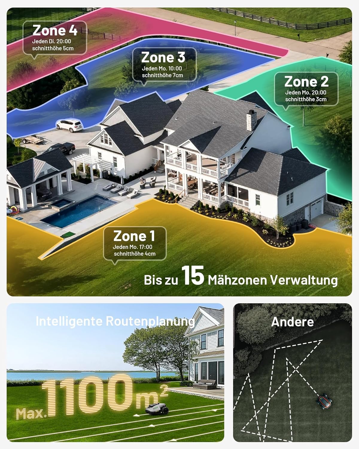 MAMMOTION YUKA Mini 500 Mähroboter ohne Begrenzungskabel,Empf. 500 m², NetRTK+Vision Rasenmäher Roboter, KI Smarte Hindernisvermeidung Rasenroboter, App-Steuerung mit 4G-Modul, 50% Steigung