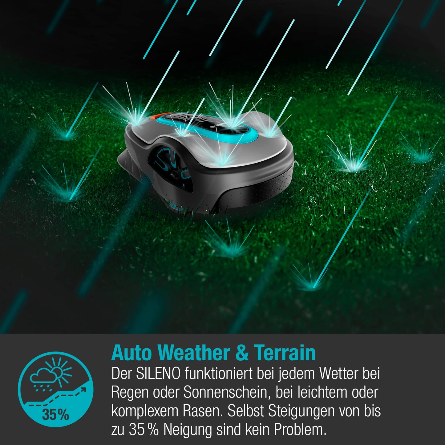 Gardena Sileno minimo Robotic Lawnmower 250 m²: Intelligent Lawnmower with Optimal Connectivity, Programmable with Gardena Bluetooth App, DE Version (15201–20)