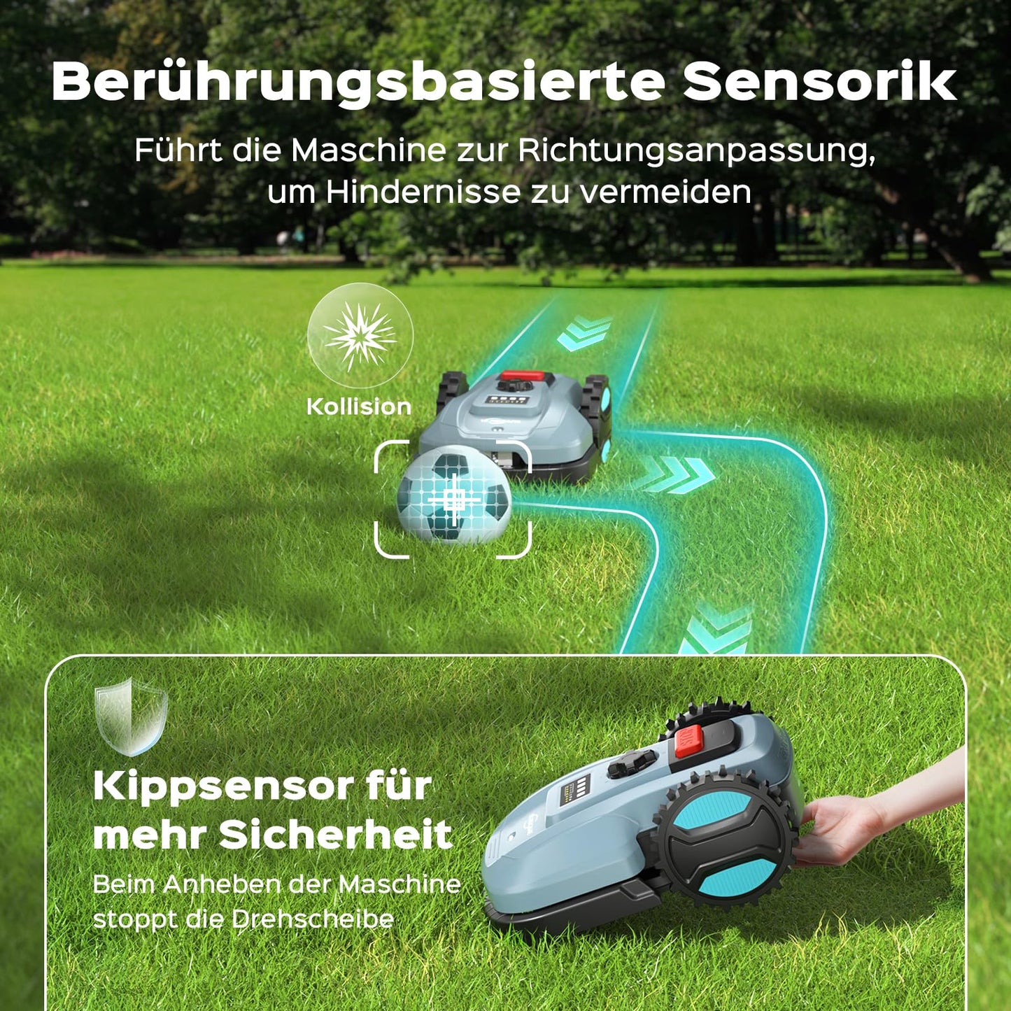 YARDCARE E400 Mähroboter mit App Steuerung,Max. bis zu 400m²,Automatisches Aufladen,Rasenmäher Roboter mit 20-60mm Schnitthöhe Rasenroboter,Weniger als 60 dB,RegenSensor