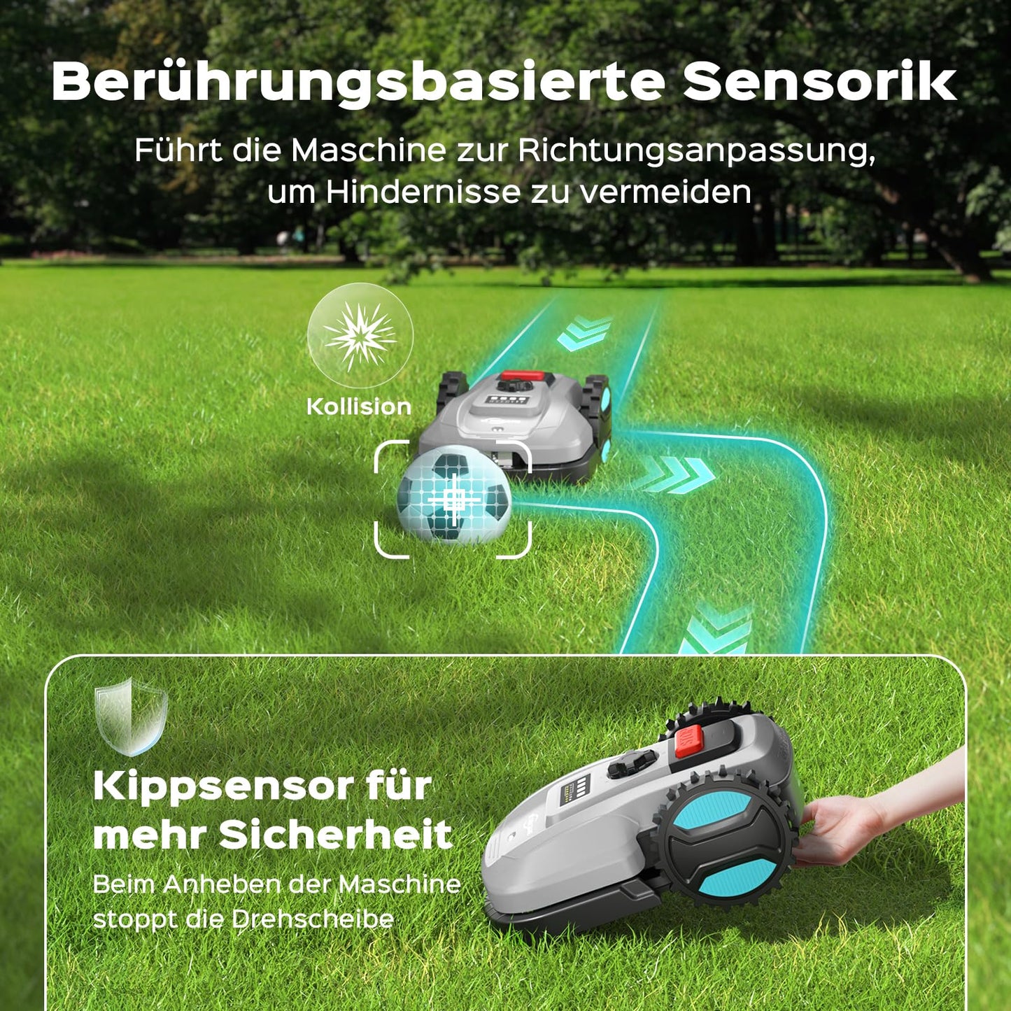 YARDCARE E400 Mähroboter mit App Steuerung,Max. bis zu 400m²,Automatisches Aufladen,Rasenmäher Roboter mit 20-60mm Schnitthöhe Rasenroboter,Weniger als 60 dB,RegenSensor