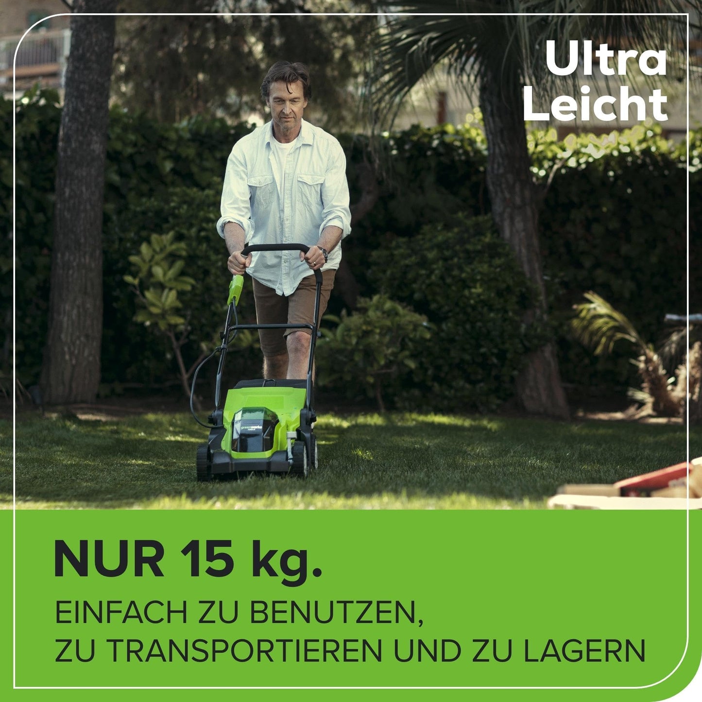 Greenworks 40V Kabelloser Akku Rasenmäher für Flächen bis zu 400 m², 35 cm Schnittbreite G40LM35K2X, 40-Liter-Sack PLUS zwei 40 V 2Ah-Akkus und Ladegerät, 3 Jahre Garantie