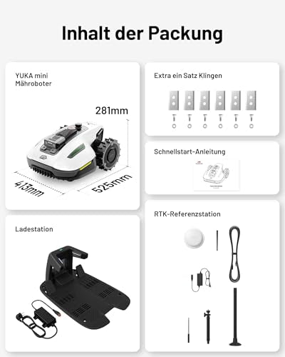 MAMMOTION YUKA Mini 500 Mähroboter ohne Begrenzungskabel,Empf. 500 m², NetRTK+Vision Rasenmäher Roboter, KI Smarte Hindernisvermeidung Rasenroboter, App-Steuerung mit 4G-Modul, 50% Steigung