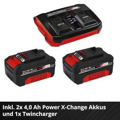 Einhell Akku-Rasenmäher GE-CM 43 Li M Kit Power X-Change (36V, 43 cm Schnittbreite, bis 600 m², Brushless, Mulch-Kit, 63L Fangkorb, 25-75 mm Schnitthöhe, inkl. 2x 4,0Ah + 2x Ladegerät)