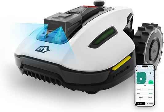 MAMMOTION YUKA Mini 500 Mähroboter ohne Begrenzungskabel, NetRTK+Vision, Keine RTK-Antenne erforderlich, Auto-Kartierung, Empf. 500m²,mit 4G-Modul, 50% Steigung