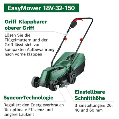 Bosch CityMower 18V-32-300 Cordless Lawnmower (18 Volt, 1 x 4.0 Ah Battery, Cutting Width: 32 cm, Lawns up to 300 m², in Box)