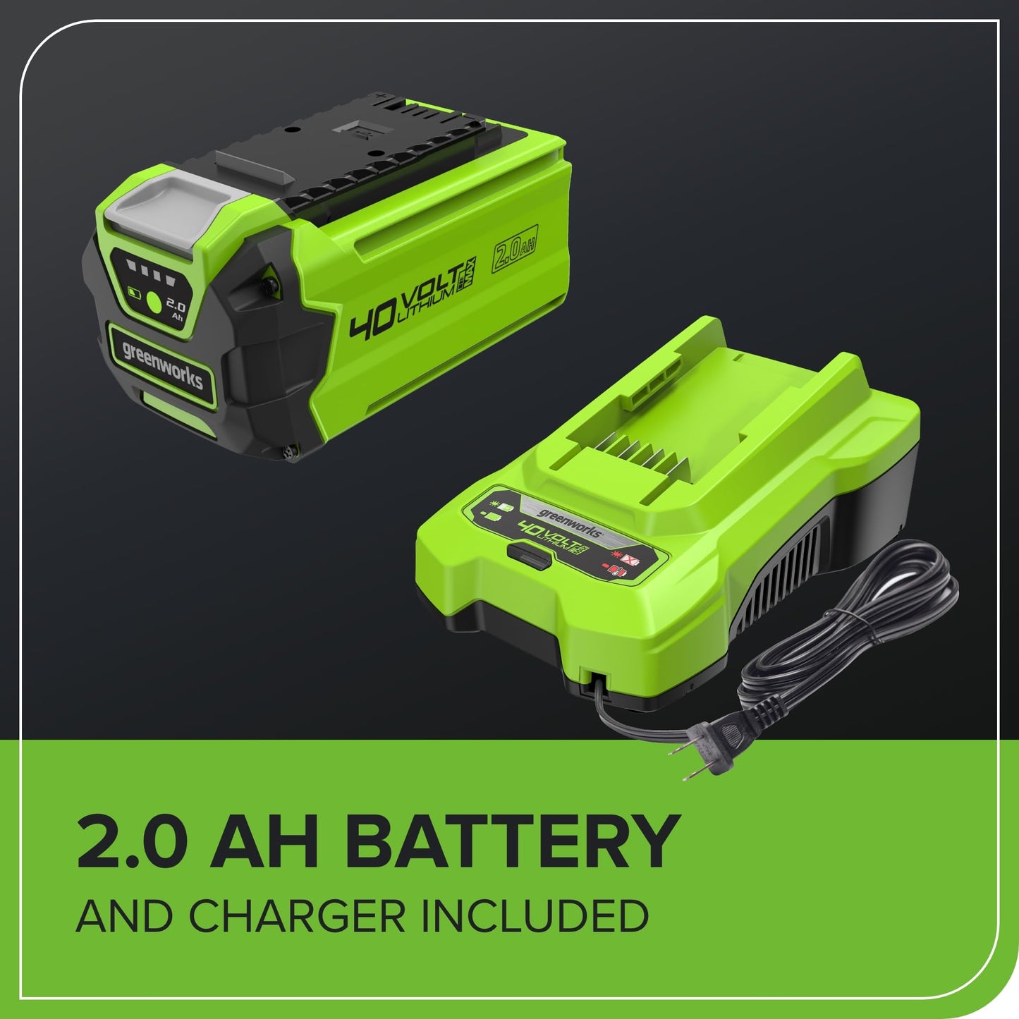 Greenworks 40V Kabelloser Akku Rasenmäher für Flächen bis zu 400 m², 35 cm Schnittbreite G40LM35K2X, 40-Liter-Sack PLUS zwei 40 V 2Ah-Akkus und Ladegerät, 3 Jahre Garantie