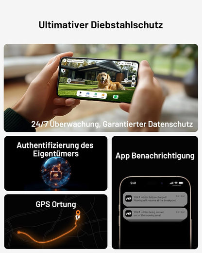 MAMMOTION YUKA Mini 500 Mähroboter ohne Begrenzungskabel,Empf. 500 m², NetRTK+Vision Rasenmäher Roboter, KI Smarte Hindernisvermeidung Rasenroboter, App-Steuerung mit 4G-Modul, 50% Steigung