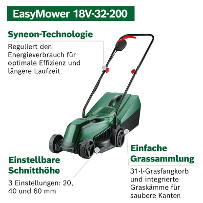 Bosch CityMower 18V-32-300 Cordless Lawnmower (18 Volt, 1 x 4.0 Ah Battery, Cutting Width: 32 cm, Lawns up to 300 m², in Box)