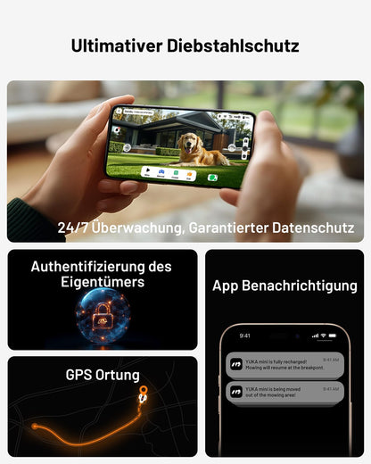 MAMMOTION YUKA Mini 500 Mähroboter ohne Begrenzungskabel,Empf. 500 m², NetRTK+Vision Rasenmäher Roboter, KI Smarte Hindernisvermeidung Rasenroboter, App-Steuerung mit 4G-Modul, 50% Steigung