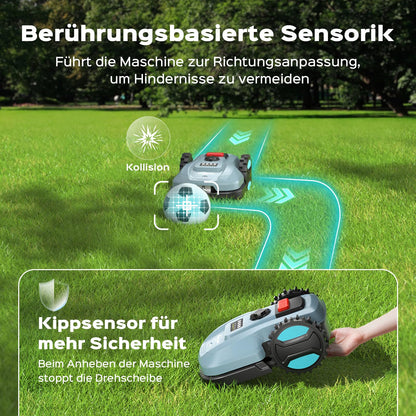 YARDCARE E400 Mähroboter mit App Steuerung,Max. bis zu 400m²,Automatisches Aufladen,Rasenmäher Roboter mit 20-60mm Schnitthöhe Rasenroboter,Weniger als 60 dB,RegenSensor
