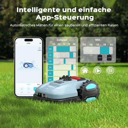 YARDCARE E400 Mähroboter mit App Steuerung,Max. bis zu 400m²,Automatisches Aufladen,Rasenmäher Roboter mit 20-60mm Schnitthöhe Rasenroboter,Weniger als 60 dB,RegenSensor