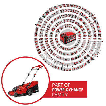 Einhell Akku-Rasenmäher GE-CM 43 Li M Kit Power X-Change (36V, 43 cm Schnittbreite, bis 600 m², Brushless, Mulch-Kit, 63L Fangkorb, 25-75 mm Schnitthöhe, inkl. 2x 4,0Ah + 2x Ladegerät)