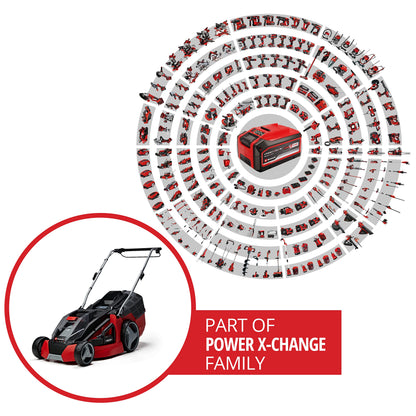 Einhell Akku-Rasenmäher GE-CM 43 Li M Kit Power X-Change (36V, 43 cm Schnittbreite, bis 600 m², Brushless, Mulch-Kit, 63L Fangkorb, 25-75 mm Schnitthöhe, inkl. 2x 4,0Ah + 2x Ladegerät)