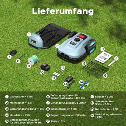 YARDCARE E400 Mähroboter mit App Steuerung,Max. bis zu 400m²,Automatisches Aufladen,Rasenmäher Roboter mit 20-60mm Schnitthöhe Rasenroboter,Weniger als 60 dB,RegenSensor